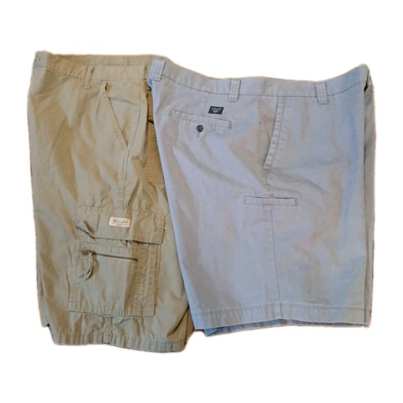 Dockers Other - Dockers Wrangler Lot of 2 Pairs Men's Gray Khaki Shorts Sz W42 & 42 Cotton READ